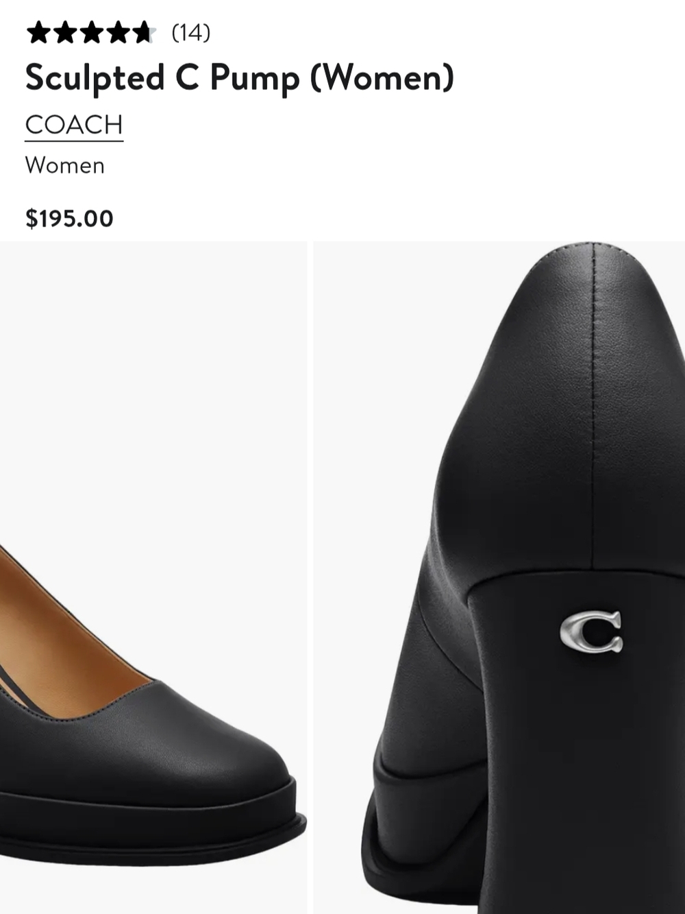 Coach Black Leather C Sculpted Block Heel Pumps - Picture 5 of 8
